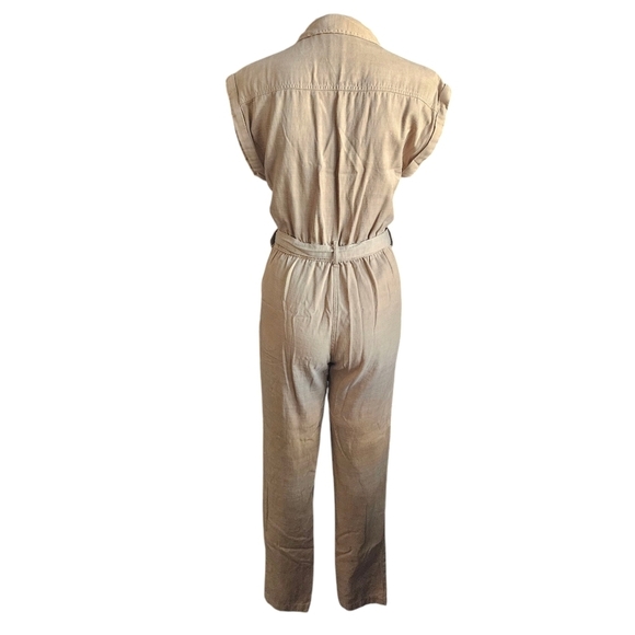 Abercrombie & Fitch XS Belted Brown Utility Jumpsuit Women Petite Short Sleeve - Picture 3 of 12